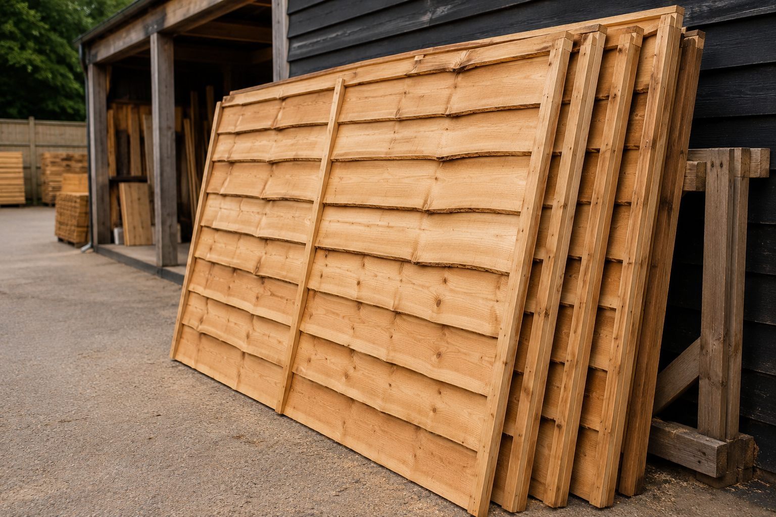Larch lap fence panels
